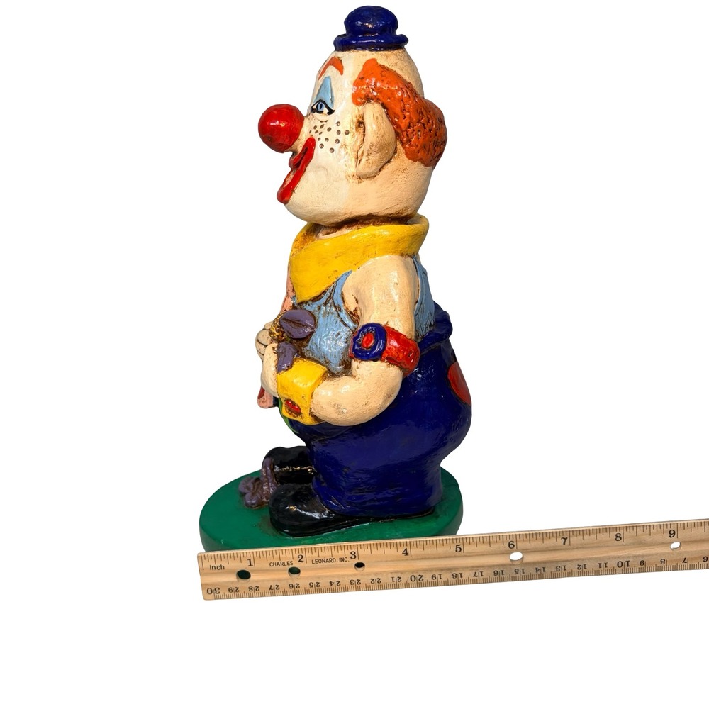 Vintage Clown Figurine 1979 Folk Art MCM Rare Collectible Hand Painted Ceramic - Picture 10 of 11